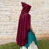 Women's Holiday Hooded Cape - Winter Gold Velvet Cloak for Halloween, Renaissance, or Christmas.