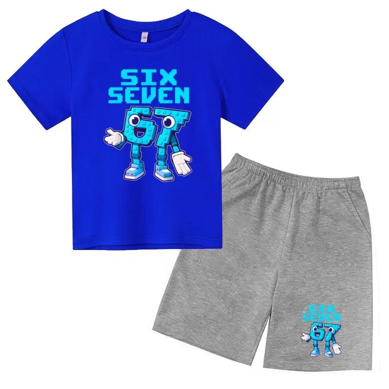 3-12 Ensemble décontracté sportif pour garçons et filles, T-shirt d'été cool à manches courtes et imprimé numéros 6 et 7, style