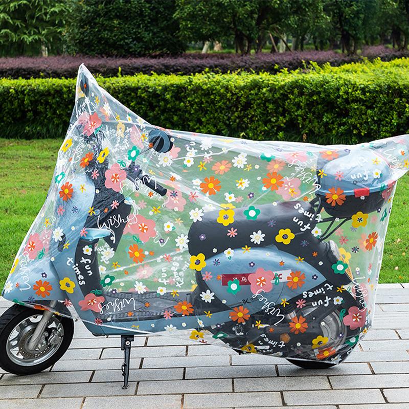 180/220cm Cartoon Transparent Motorcycle Waterproof Cover + Leg Protection Universal Bike Dust Cover Outdoor Scooter Rain