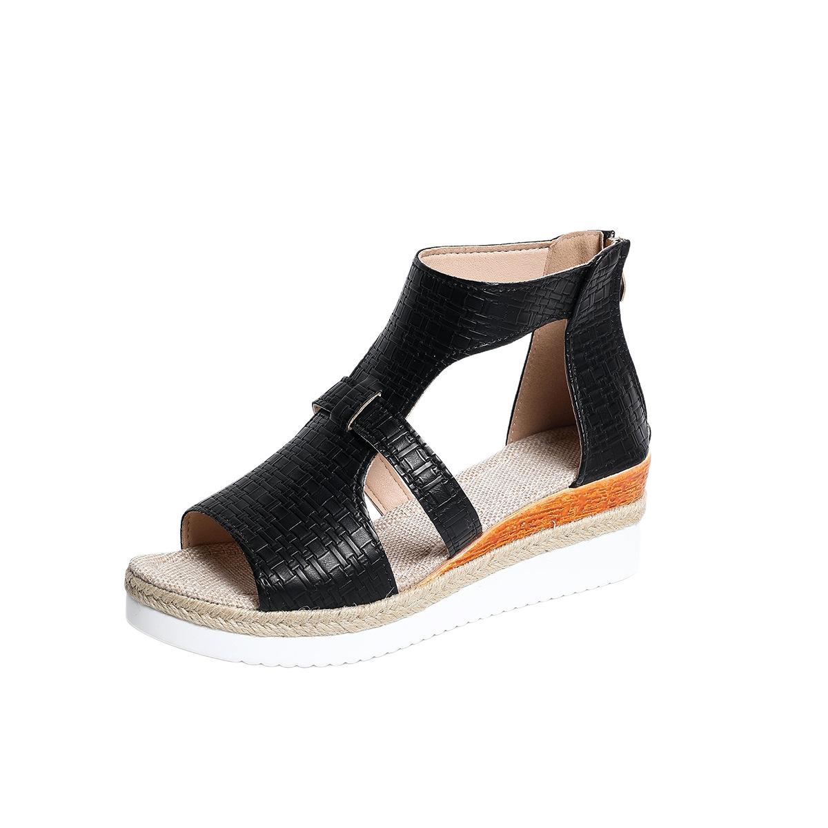 

Platform Fish-mouthed Shoes for Women, Mid-heel, Beach-style Flip-flops 36 чёрный