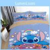 Luxuriöses 3D-Cartoon-Stitch-Anime-Bettwäscheset mit Bettbezug und Kissenbezug