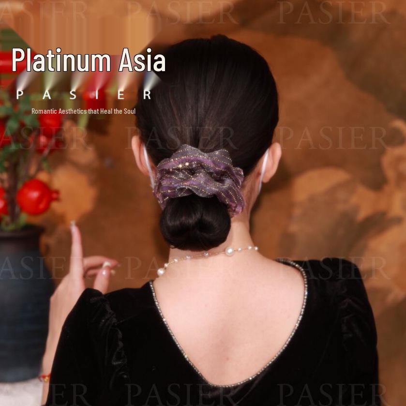 Platynowa Siya Retro Fioletowa Perłowa Gumka do Włosów – Wysoka Elastyczność Koreański Styl Scrunchie