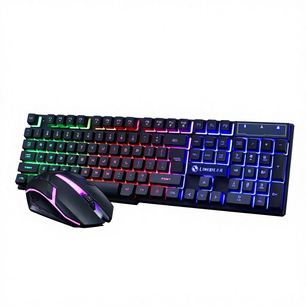 Limai GTX300 Backlit Wired USB Floating Gaming Keyboard and Mouse Illuminated Set