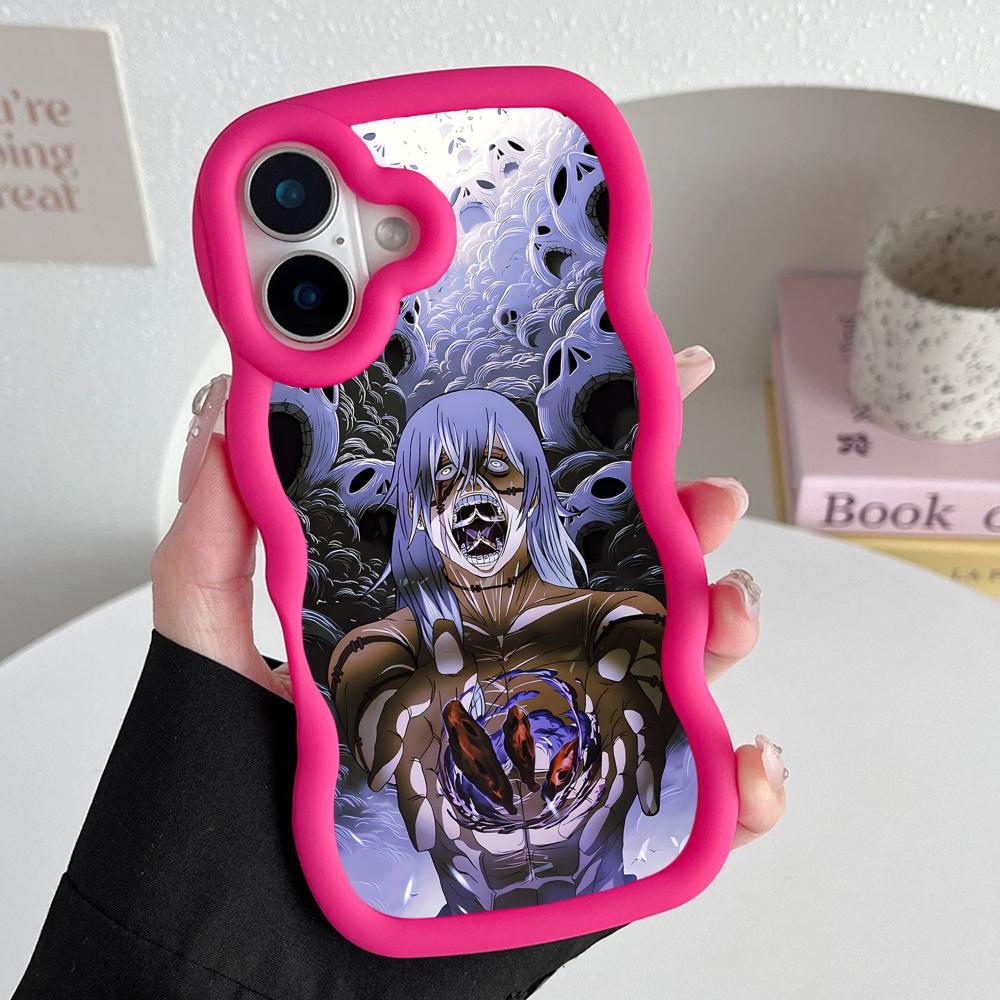 JJK Mahito Phone Case for iPhone 17 16 15 14 13 12 11 Air Pro Max Plus Red Soft TPU Wavy Edge Cover