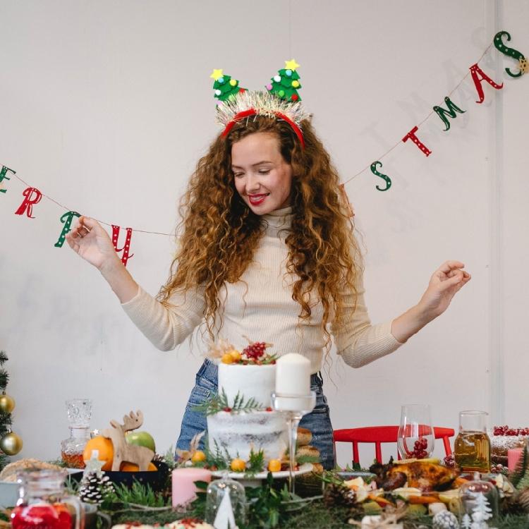 Eye Catching Christmas Tree Headband for Party Cosplay Headwear Costume Soft Fabric Headpieces Styling Accessory