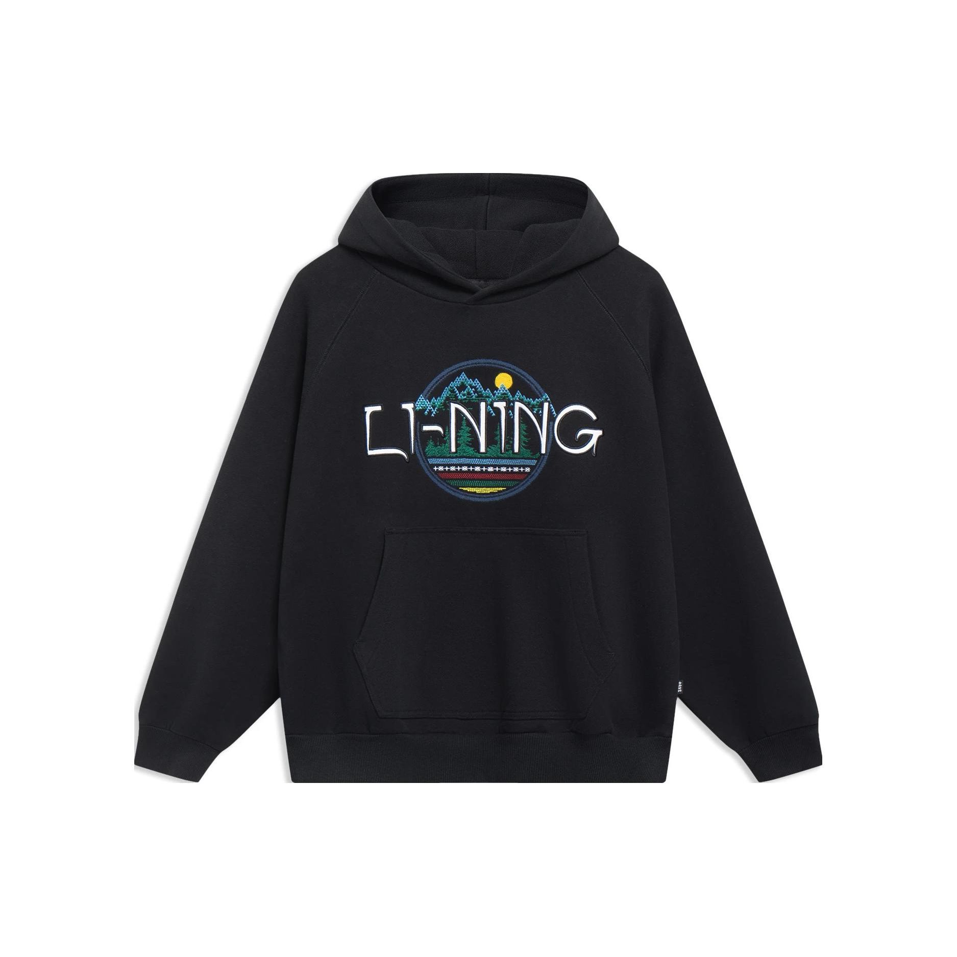 

Свободный свитер с вышитыми буквами Li Ning, толстовка унисекс, черный AWDT257-1 M