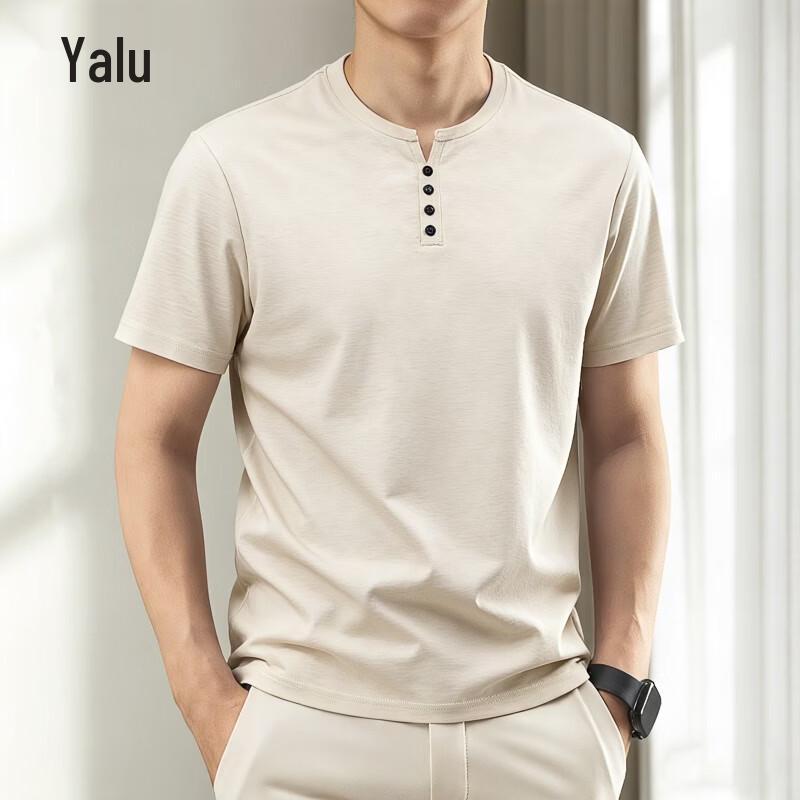 Yalu Men's V-Neck Business Casual Short Sleeve T-Shirt