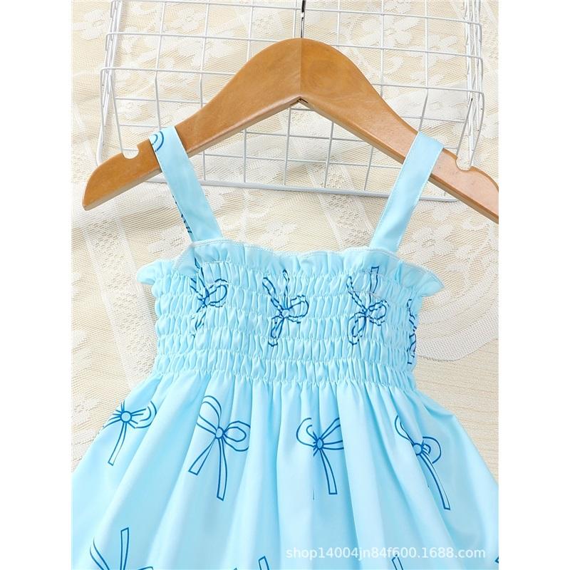 0-3 Years Old Girl Fashion Princess Two-piece Summer Children's Cute Butterfly-printed Dress And Hat