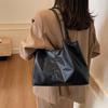 Casual Underarm Bag Large Capacity Solid Tote Bag Snap Button PU Leather Shoulder Bag  Outdoor