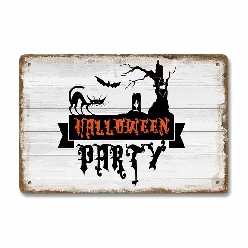 Vintage Halloween Trick or Treat Party Poster Tin Signs  Metal Plate Wall Decor for Cafe Bar Pub  Perfect Halloween Gift
