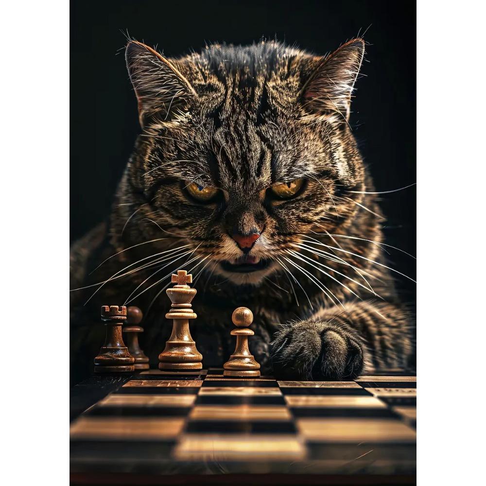 Tiger Vs Lion Chess Raccoon Chimpanzee Bear Leopard Canvas Painting Poster Print Motivational Wall Art Pictures Room Home Decor