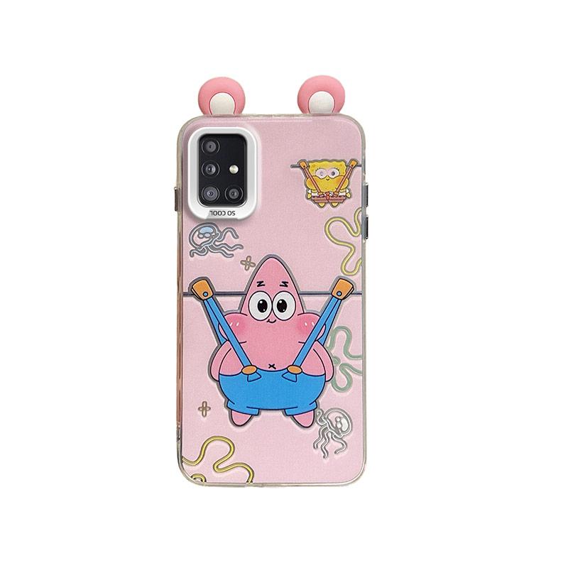 KEYSION Cute Ear Cartoon Case for Samsung A51 4G A31 with Lanyard Soft Silicone+PC Shockproof Phone Cover for Galaxy A31 A51 4G