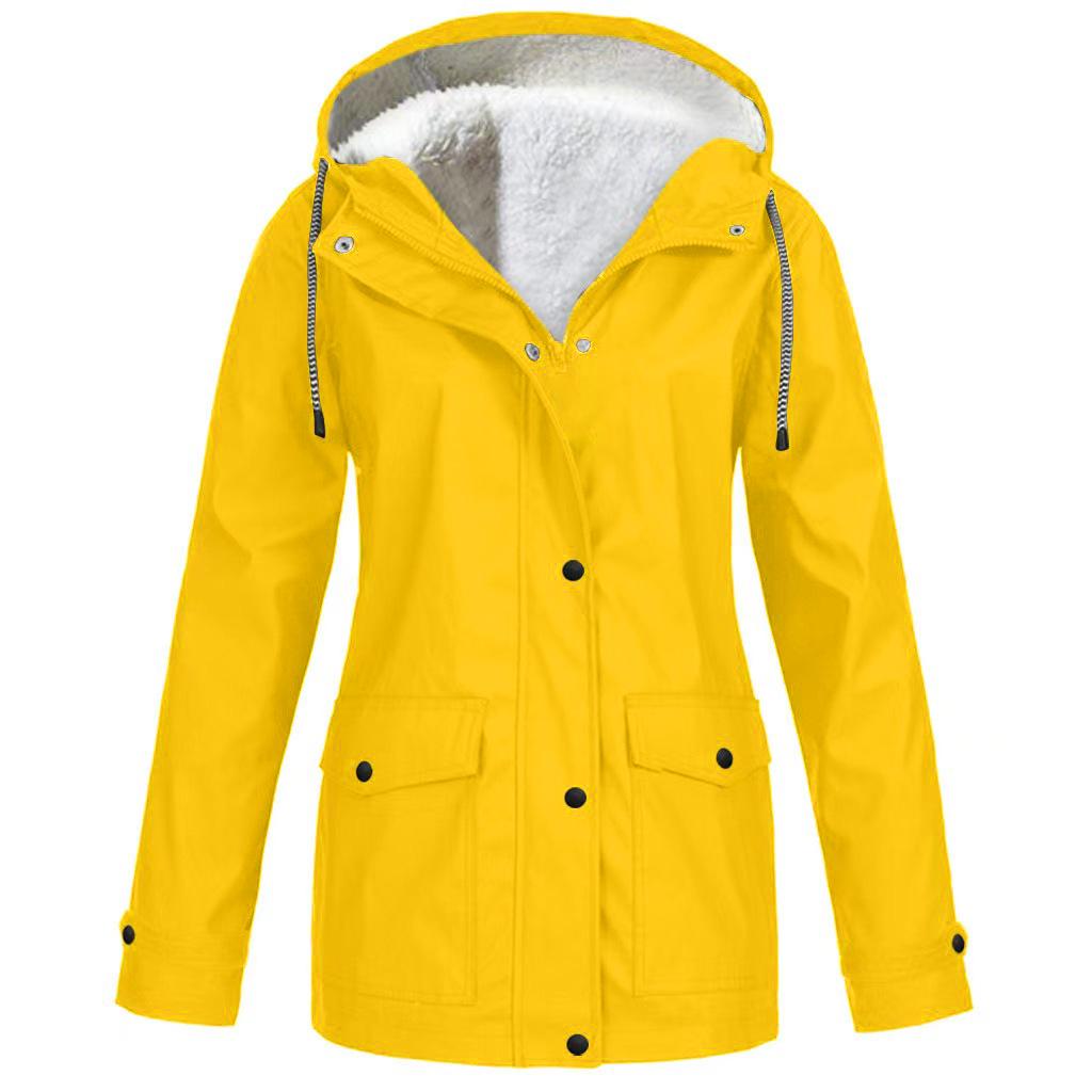 European Style 2023 Autumn/Winter Fleece-Lined Waterproof Hooded Windbreaker Jacket for Mountaineering and Outdoor Activities.