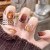 Cute Japanese Cat Eye Short Handmade False Nails Nail Art Stickers