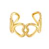 Popular Fashion Stainless Steel Heart-shaped Open Ring for Women, Light Luxury, Niche, High-end Style Finger Ring, 18K Gold Ring