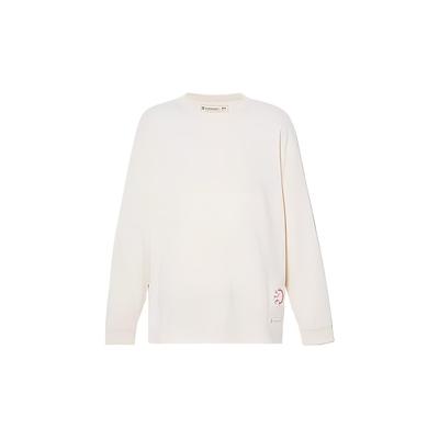 Timberland Pattern Printed Crew Neck Long Sleeve T-Shirt Unisex Tops White A6BM2-CR3