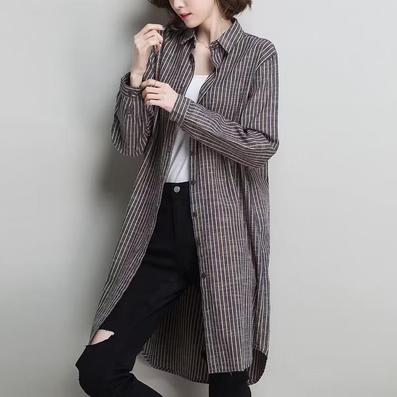 2024 Spring/Fall Women's Loose Striped Cardigan - Korean Design Long Sleeve Jacket