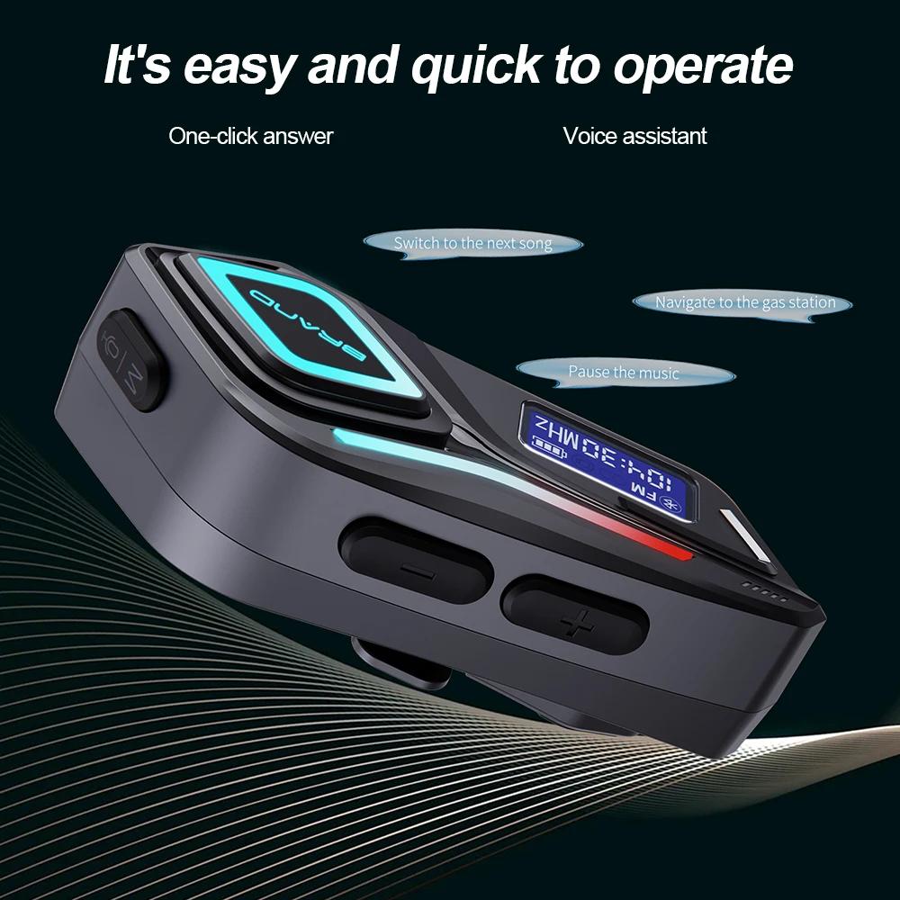 K08 Universal Motorcycle Helmet Headset Hands-Free Calling Bluetooth 5.4 IPX8 Waterproof FM Radio 2in1 Mic Wireless Earphone