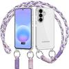 Funda para Samsung Galaxy A57 5G, Antigolpes Antiarañazos Parachoques Sólido con Cordón Blanco Morado