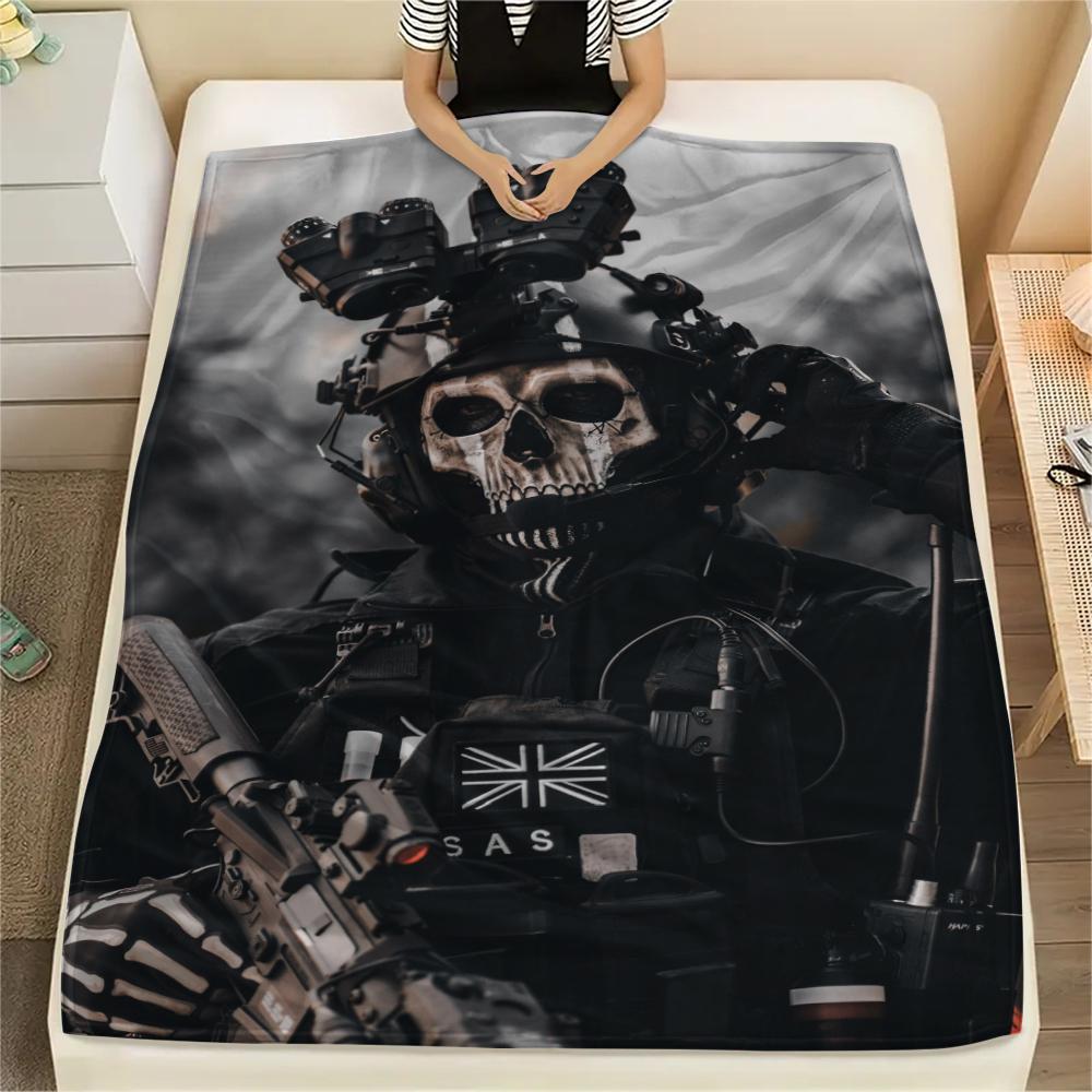 

1PC GHOST Print Flannel Blanket, High quality Comfortable for All Seasons, Home Decor, Warmth and Comfort, Perfect for Christmas Gifts160 80cm x 120cm