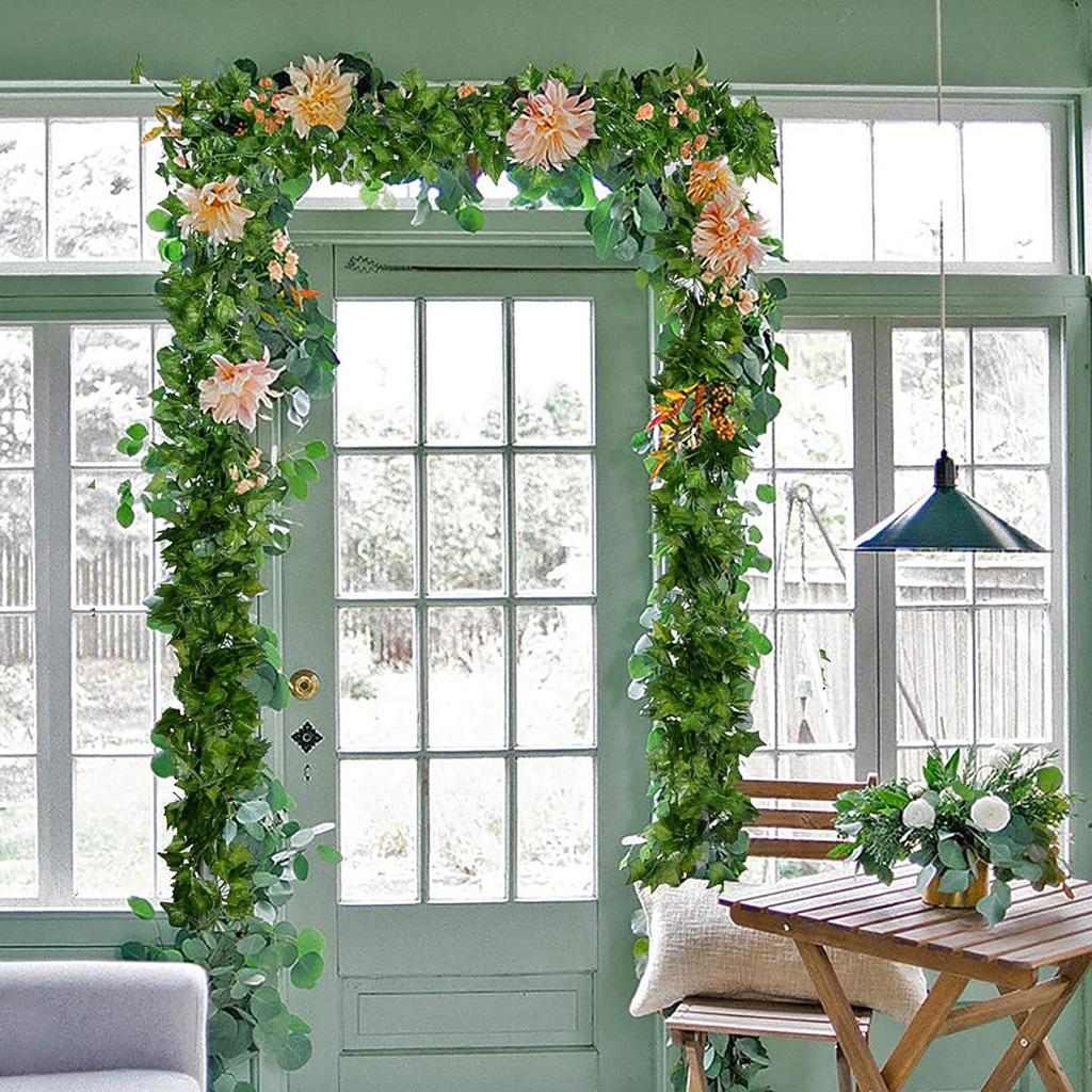 2.1M Artificial Hanging Plant Fake Vine Ivy Leaf Greenery Garland Garden Fence Exterior Decor Wall Wedding Home Party Decor