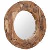 Vidaxl Decorative Mirror, Teak Wood, 80 Cm, Round