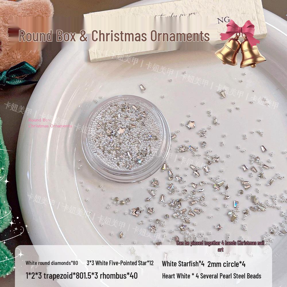 

Christmas Nail Art Zirconia Rhinestone Pack: Mini Steel Beads, Pearls, Trapezoid Flatback for DIY Nail Decoration.