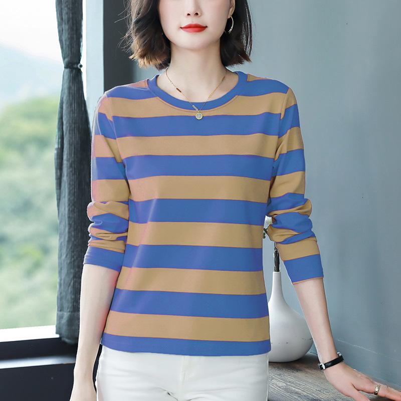 Women's Fashionable Large-size Base Shirt, Cotton Long-sleeved T-shirt Base Shirt, Spring and Autumn, Loose and Fashionable Tops