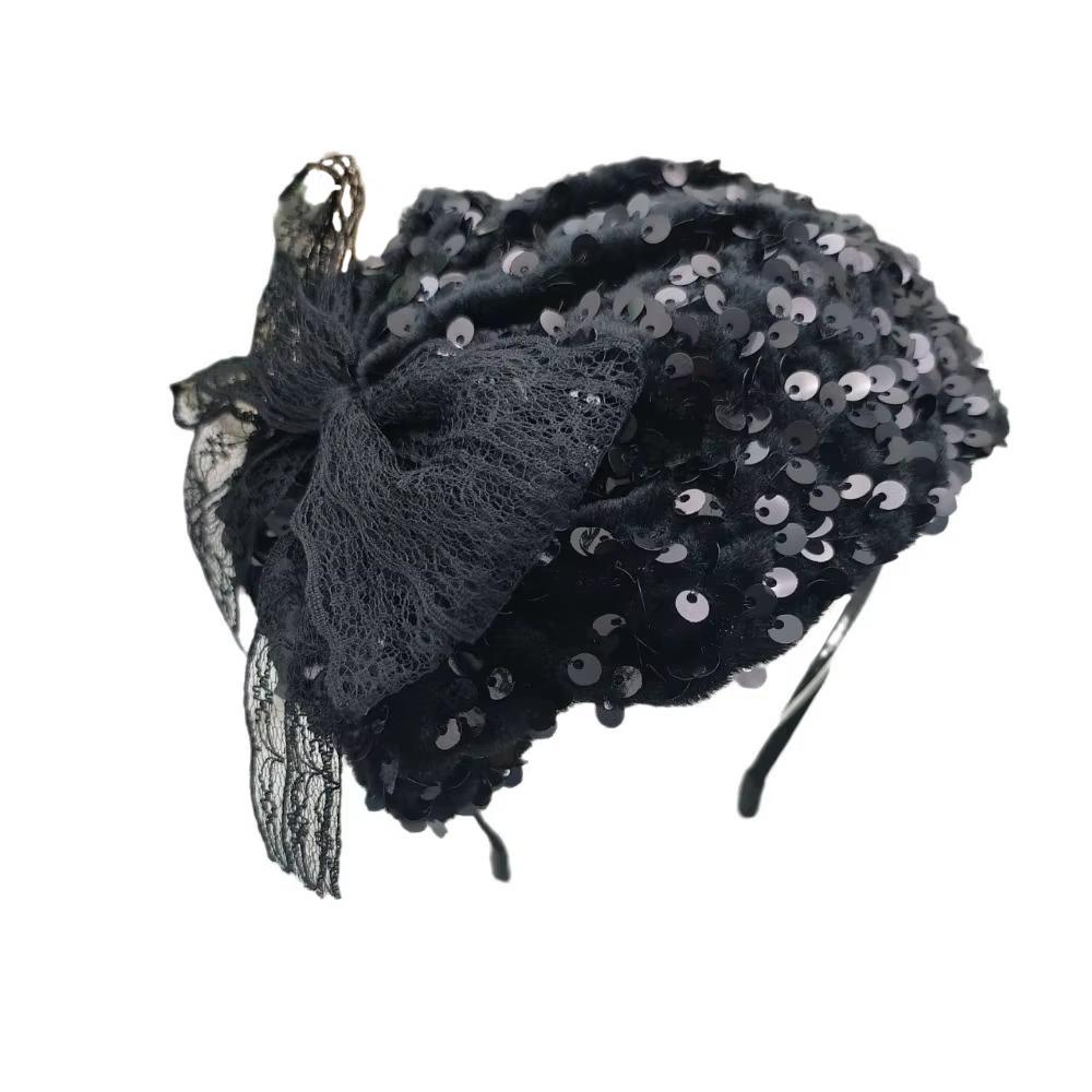 Glitter Sequin Half Hat Headband Breathable Women's Hair Hoop Glitter Sequin Headband Summer