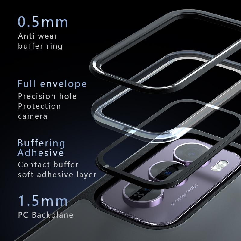 For Oppo Reno12 Pro 5G (Global) Case Matte Skin-Touch TPU+PC Phone Cover,Transparent Black
