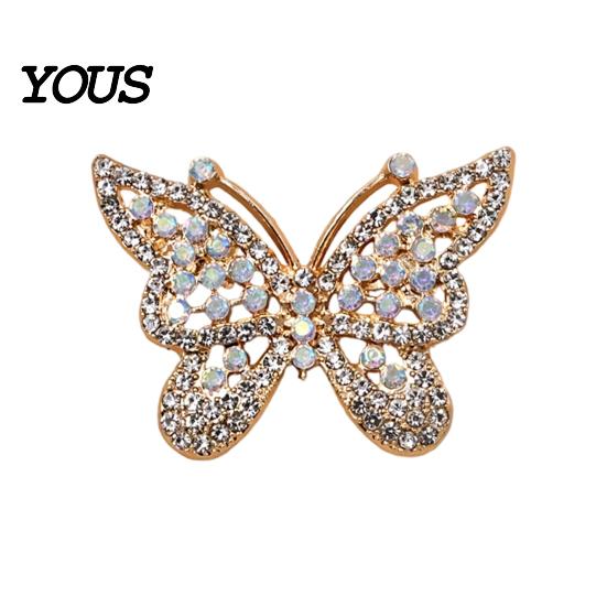Electroplated Brooch Rhinestone Butterfly for Women, Vintage Lapel Lightweight Metal Pin, Hats Clothes Dress Decorative Jewelry Accessories