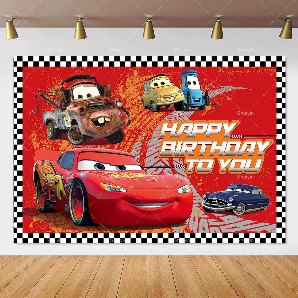 Disney Pixar Cars Lightning Mcqueen photo background for birthday party, studio photo background for kids, babies and baby welcome parties, AS41