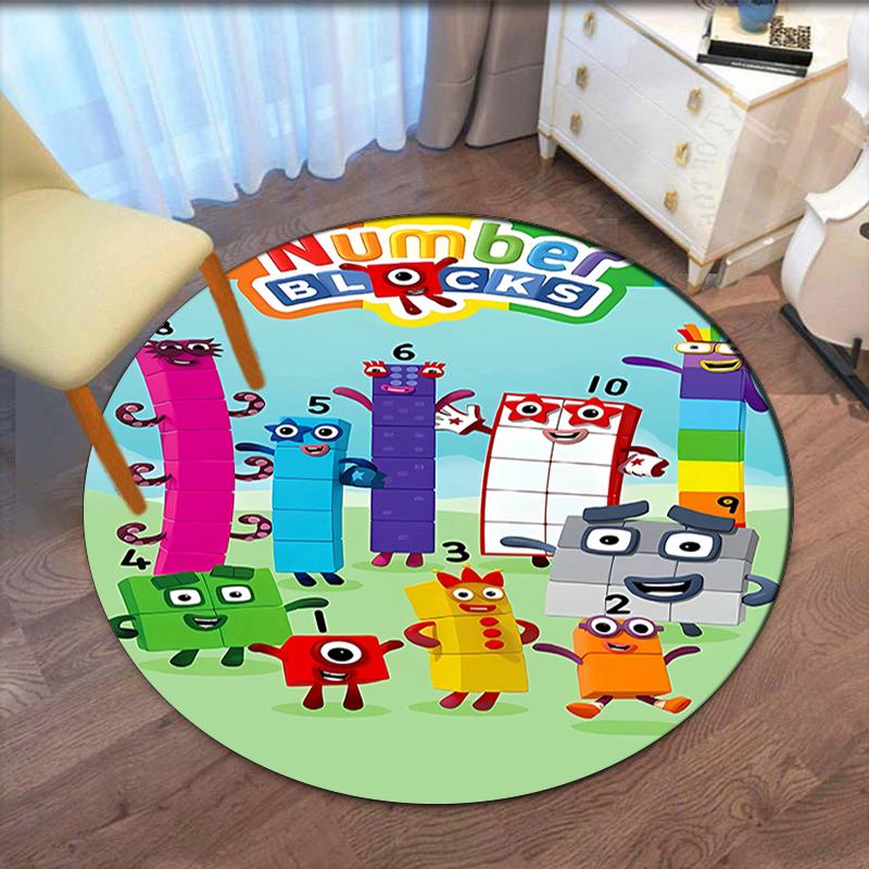 Numberblocks Printed Round Rug Carpet Chair Rug Area Rug Entryway Doormats,for Office Chair Living Room Bedroom Kitchen Room.
