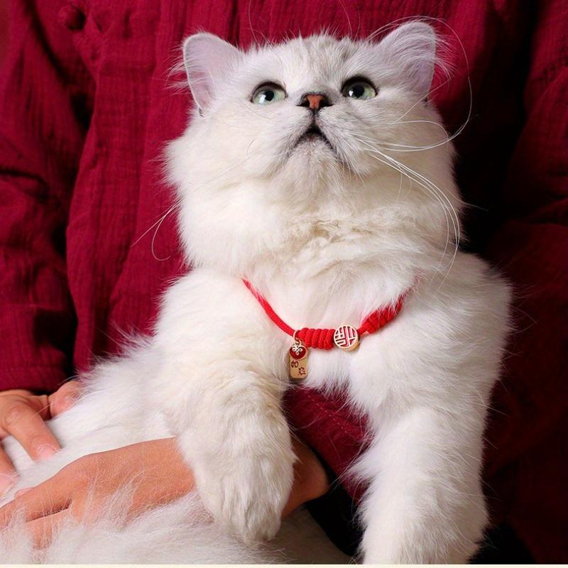 Chinese Style Pet Collar Adjustable Braided Red Rope, Suitable for Cats and Dogs Pet Collar, Neck Accessories for Cats and Dogs