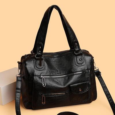 Versatile Retro Soft Leather Crossbody Tote: Large Capacity Bag for Women’s Business Trips & Commutes