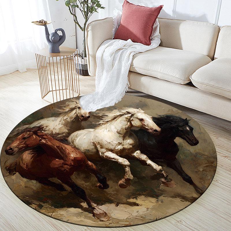 Majestic Elephant Pattern Round rug,Carpet Rug for Living Room Bedroom Playroom ,Non-slip Floor Mat,Holiday Gifts and Birthday Gifts.