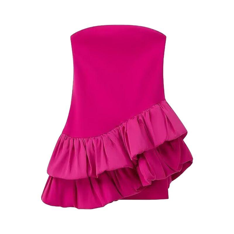 Zaprha 2025 New Arrival Tube Top Asymmetrical Laminated Slim Fit Patchwork Dress Elegant Slim Looking 1014328