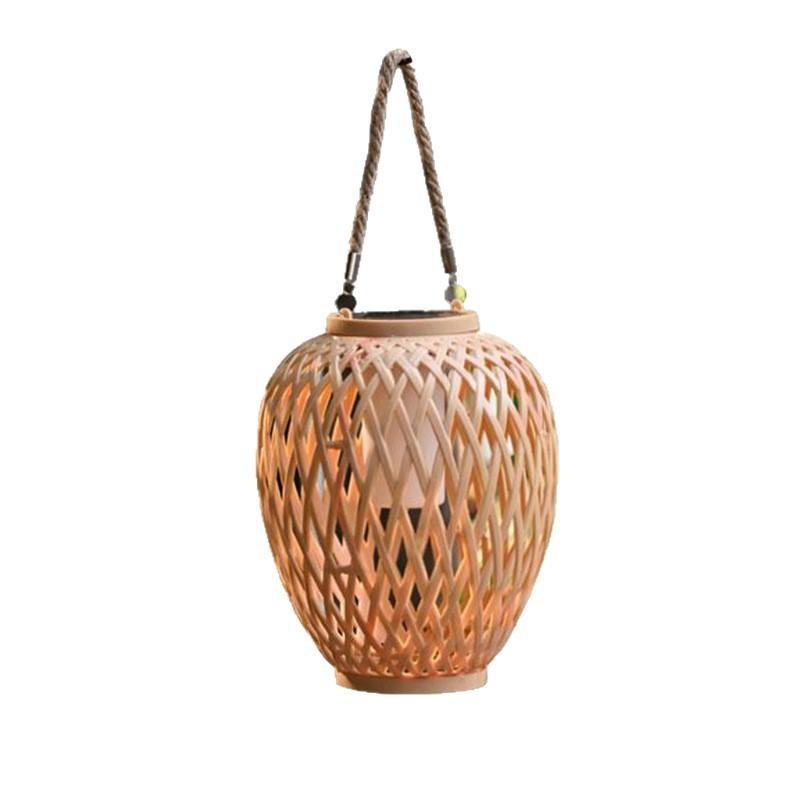 

Solar Powered Bamboo Lantern Outdoor Homestay Courtyard Hand-held Chandelier Balcony Decorative Atmosphere Lantern теплый белый