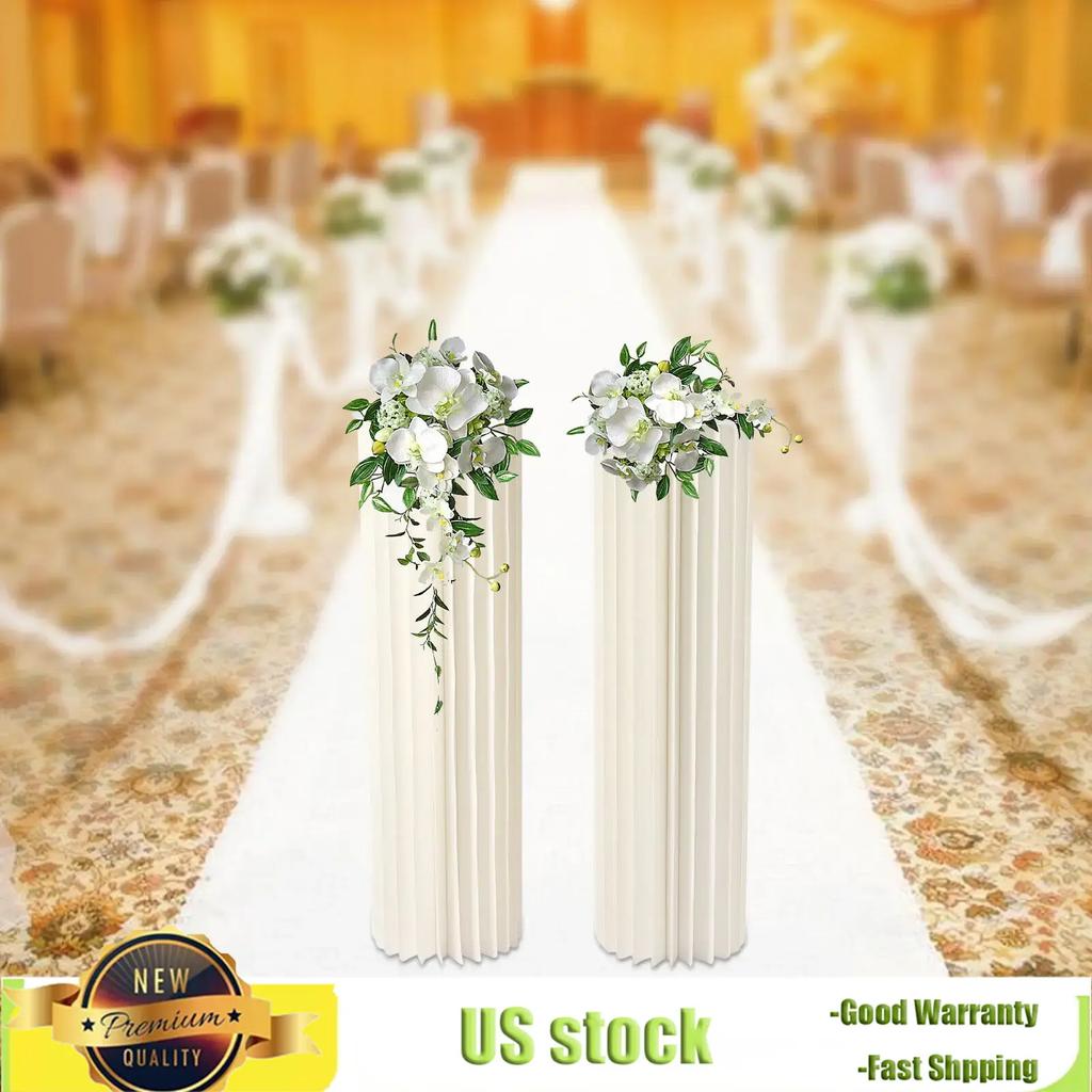 Bymaocar 2-piece 39.4in Cardboard Vase Holder with Circular Column for Wedding Party DIY Decor for Cafes,Living Rooms and Hotels