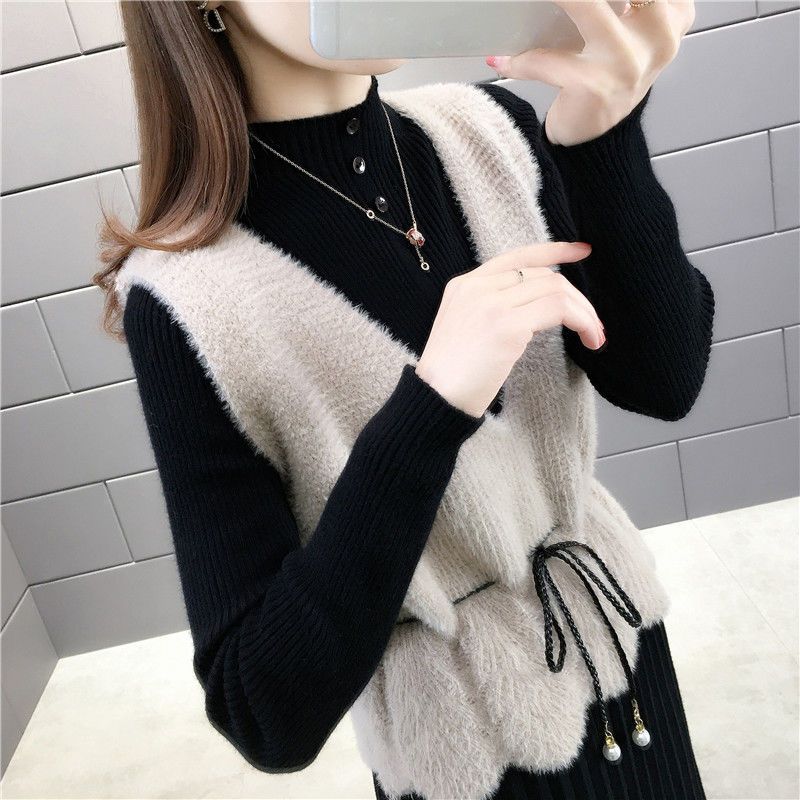 V-neck Vest for Spring and Autumn Women Stylish Goddess Knitted Vest