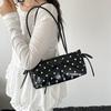 Elegante Borsa a Spalla con Fiocco in PU Finitura Lucida Borsa Rettangolare Sottile Borsa a Spalla a Pois per il Pendolarismo