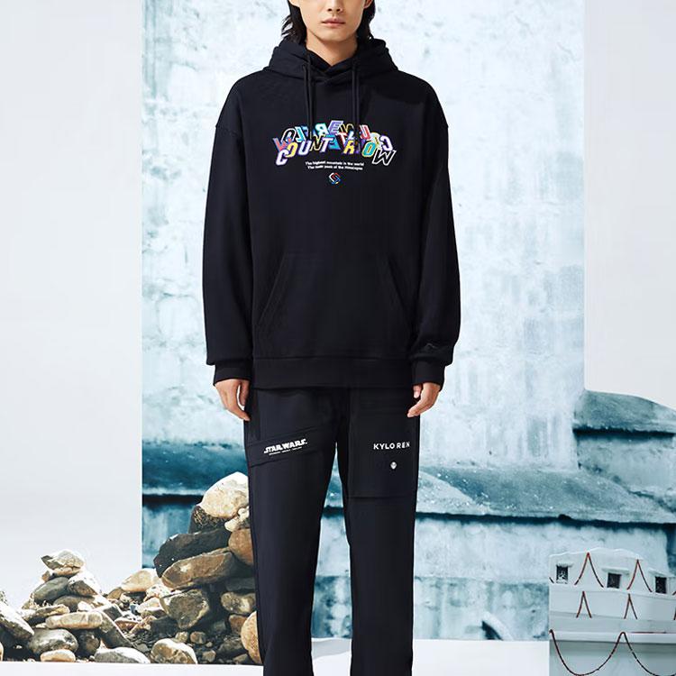 Li-Ning Letter Print Pullover Casual Long Sleeve Sweatshirt Unisex Tops Black AWDRG50-1