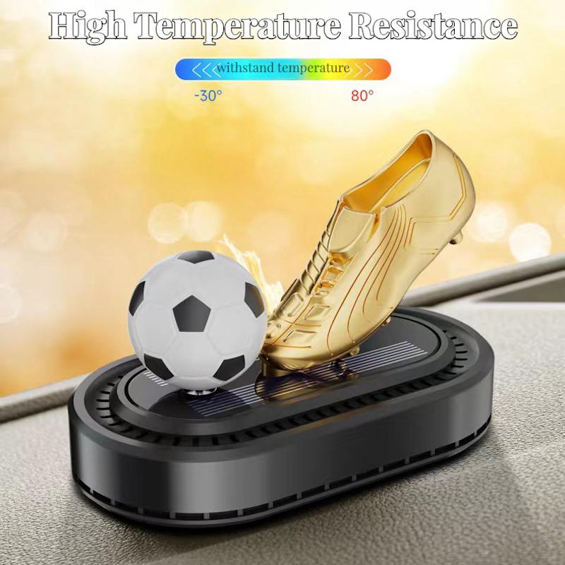 Cizma de aur în formă de mașină alimentată cu energie solară aromaterapie rotativă fotbal decorațiuni interioare Odorizant de lungă durată pentru mașină