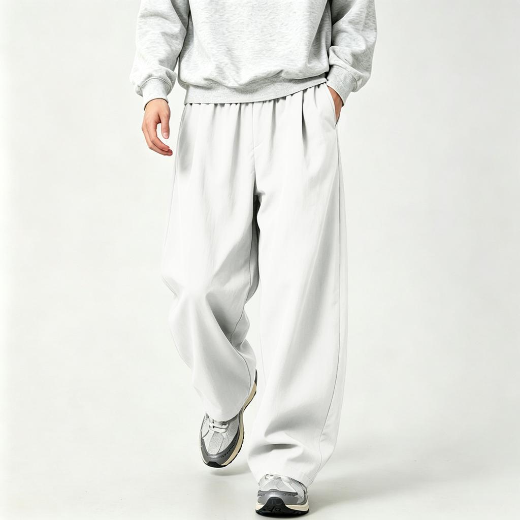 Men's Retro Wide Leg Pants with Loose Straight Fit