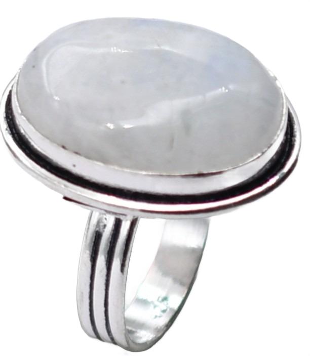 Moonstone Natural Gemstone Antique Silver Plated Ring US Size-8.25 A 345