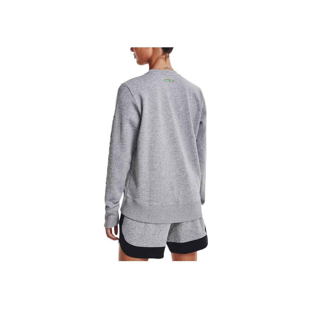 Under Armour X Ulica Sezamkowa Wzór Litery i Cyfry Nadrukowana Sportowa Bluza z Okrągłym Dekoltem Damska Bluza Szara 1369637-011