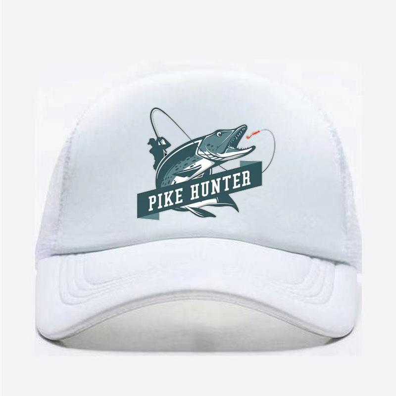 Cool FisherUnisex Printing Trucker Hat Pike Hunter Fishing Rod Unisex Mesh Net Caps Fishing Lures Drift Breathable Baseball Cap