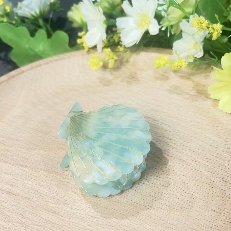1 Pcs Vintage Style Women Plate Hair Clips Shell Shape Simple Multi-color Acetate Grab Clips