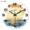 Seascape Sunset Seagulls Wall Clock - 2D Flat Printed Round Timepiece for Coastal Home Decor - Silent Non-Ticking Wall Clock