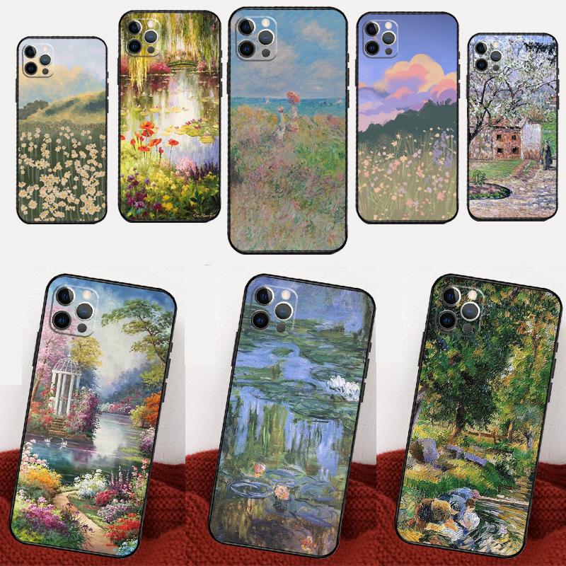 Claude Monet Garden Lotus Phone Case For Samsung Galaxy S25 S24 S23 S22 S21 S20 Ultra S9 S10 Plus S25 FE S24 FE Cover